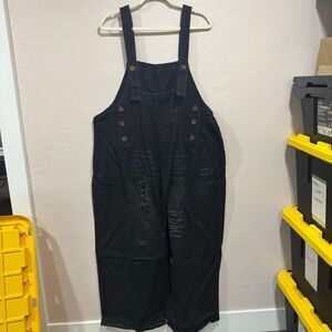 Black Denim Easel Overalls